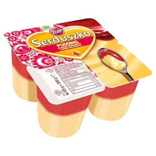Pudding waniliowy z sosem malinowym  Zott 4 x 125 g