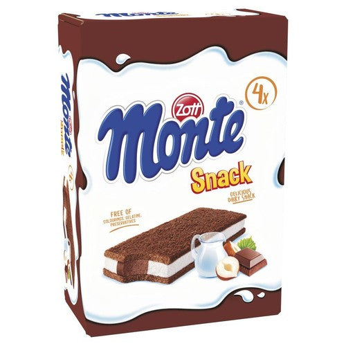 Biszkopt z kremem mlecznym i czekoladowo-orzechowym Monte 4 x 29 g